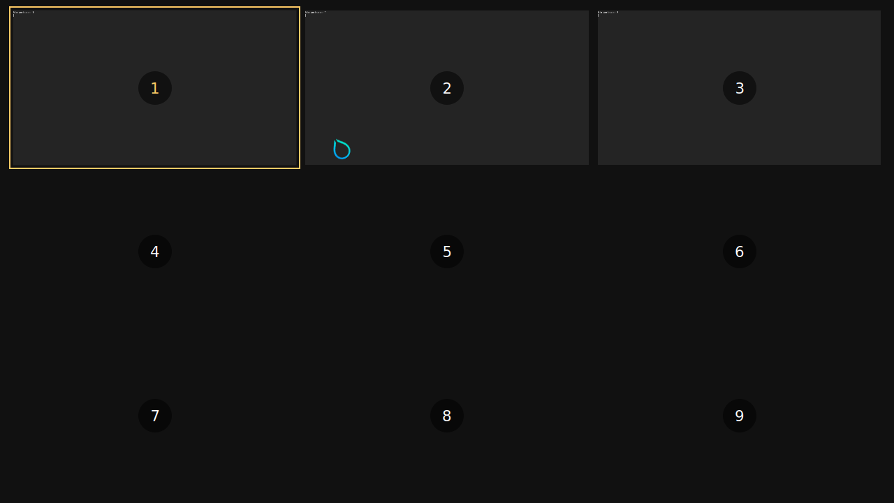 Mapped workspace grid in the disposable Nix compositor